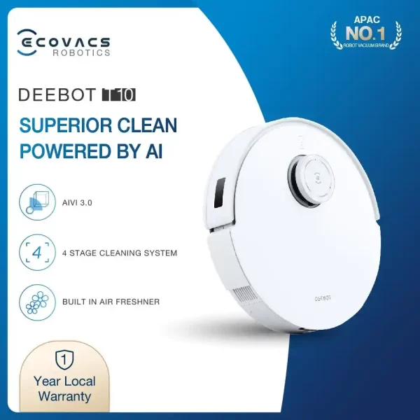 Robot vacuum cleaner ecovacs deebot T10 dengan 4 stage cleaning system