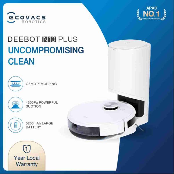 robot vacuum cleaner ecovacs deebot n10+ large battery