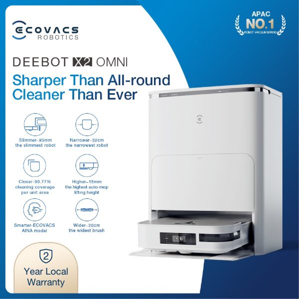 Robot vacuum cleaner ecovacs deebot x2 omni warna putih bergaransi 2 tahun