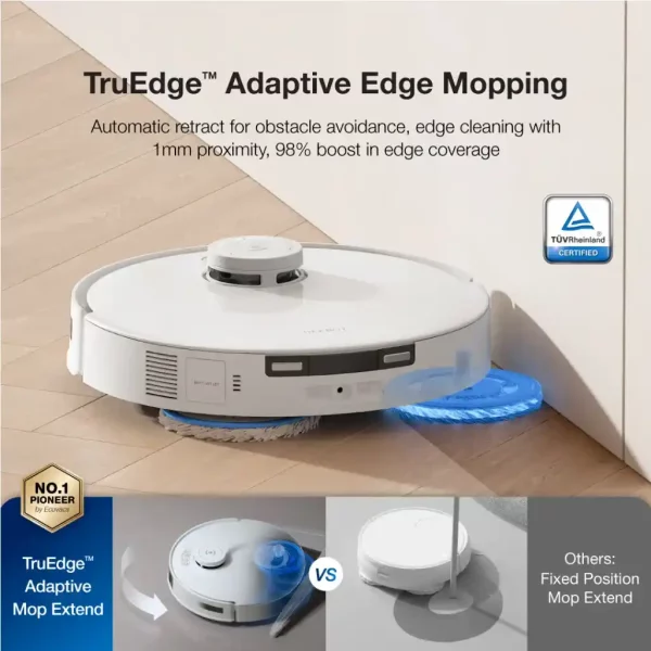 Robot vacuum cleaner ecovacs deebot t30 pro omni warna putih dengan truedge adaptive edge mopping 98% coverage