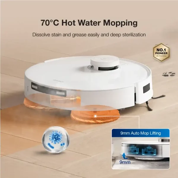 Robot vacuum cleaner ecovacs deebot t30 pro omni warna putih auto mop lifting