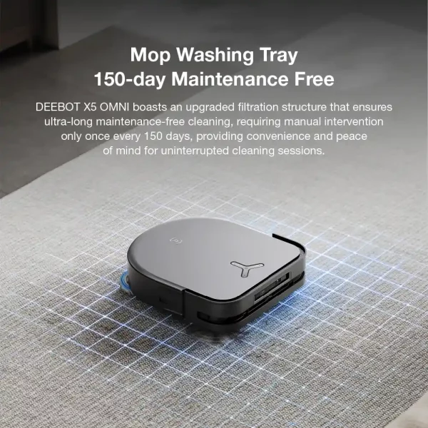 Robot vacuum cleaner ecovacs deebot x5 pro omni black mop washing tray 150 day