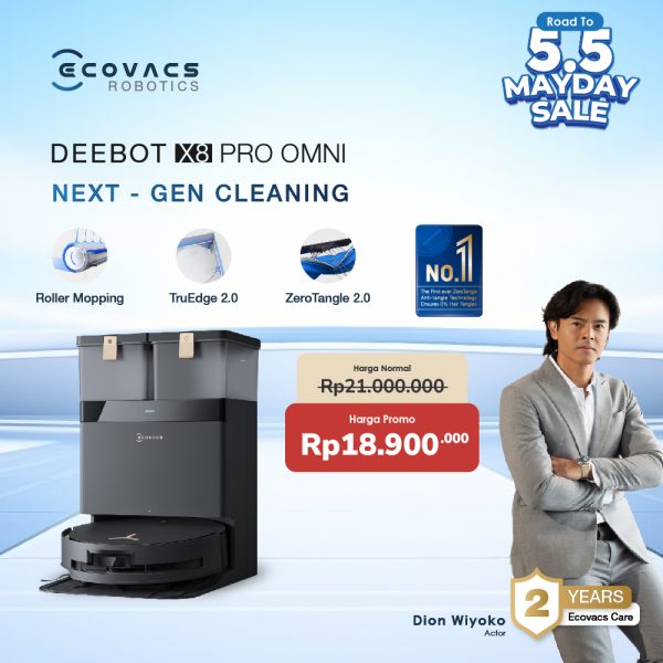 robot vacuum cleaner terbaik Ecovacs DEEBOT X8 PRO OMNI - BLACK
